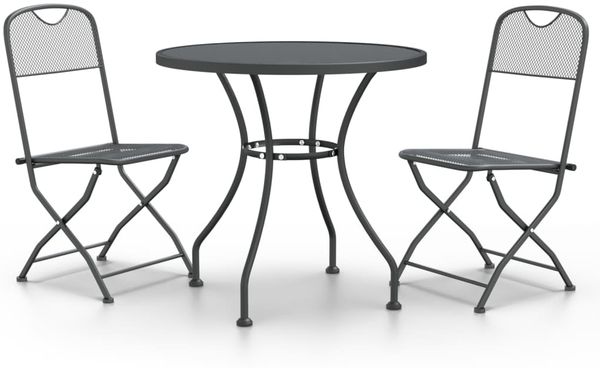 vidaXL 3-tlg. Garten-Essgruppe Streckmetall Anthrazit 3084711 Bild 2
