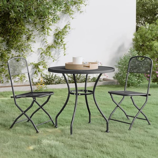 vidaXL 3-tlg. Garten-Essgruppe Streckmetall Anthrazit 3084711
