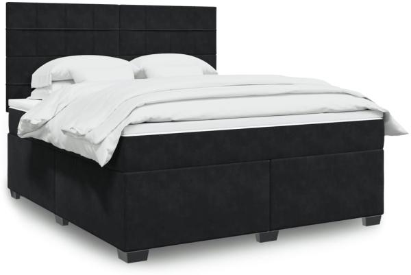 vidaXL Boxspringbett mit Matratze Schwarz 180x200 cm Samt 3293280
