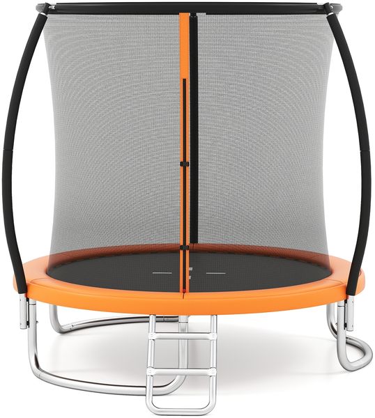 Trampolin outdoor mit Leiter Gartentrampolin rund mit Sicherheitsnetz Ø244cm Orange