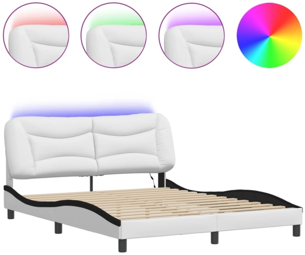 vidaXL Bettgestell mit LED ohne Matratze "Hvar" Weiß und Schwarz 160x200 cm 3213947