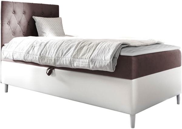 Boxspringbett 'Lenda Junior 1', rosa, 90x200 cm, Links