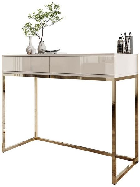 Lookway Konsolentisch BLANCO GLAMOUR Konsole in Kaschmir auf goldenem, verchromtem Gestell (1x Konsole), Breite: 100 cm