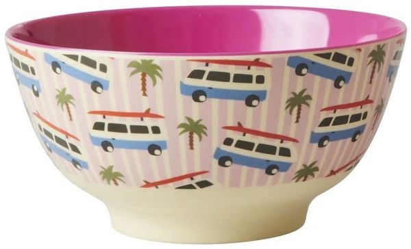 Rice Two Tone Pink Cars Print Melamin Schüssel Medium