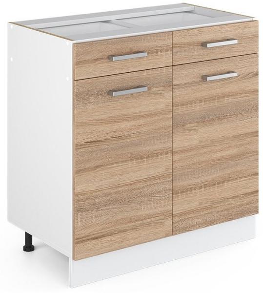 Vicco Küchenschrank R-Line Hängeschrank Unterschrank Küchenzeile Küchenunterschrank Arbeitsplatte, Möbel verfügbar in anthrazit und weiß (Sonoma ohne Arbeitsplatte, Schubunterschrank 80 cm)