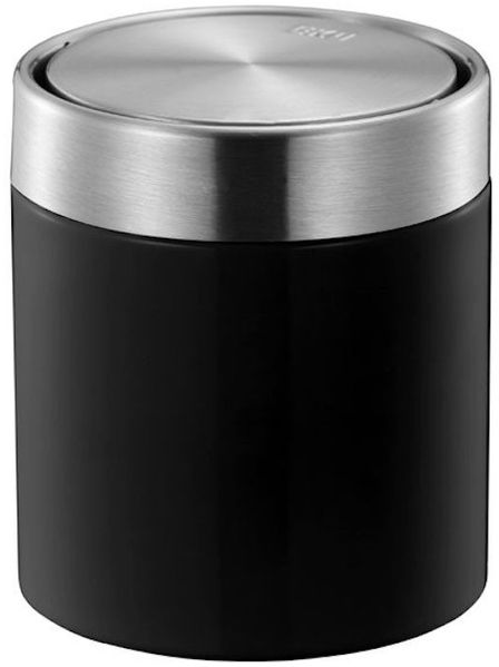 PROREGAL® Mülleimer Tischabfallbehälter mit Flachschwingdeckel, 1,5L, Edelstahl / Silber