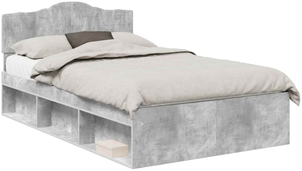 vidaXL Bettrahmen Beton Grau 135 x 190 cm Massives Kiefernholz 3412910