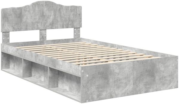 vidaXL Bettrahmen Beton Grau 135 x 190 cm Massives Kiefernholz 3412910 Bild 4