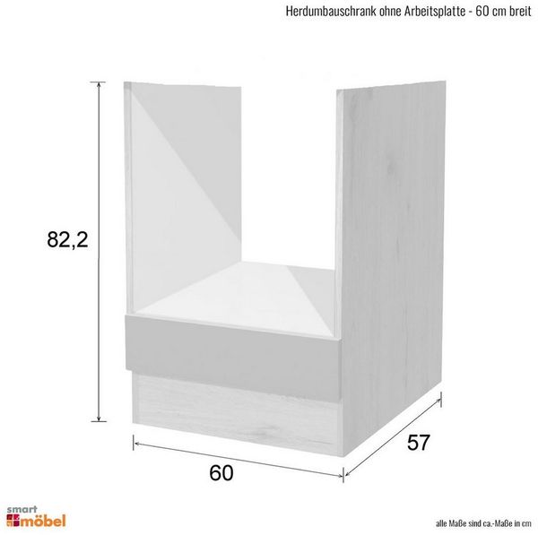 Flex-Well Herdumbauschrank Herdumbauschrank ohne Arbeitsplatte - 60 cm breit - Hochglanz Weiß