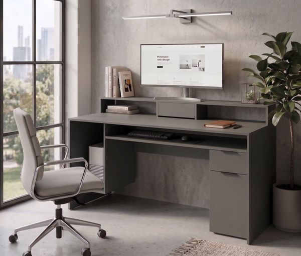 OTTO home Schreibtisch Peoria Computertisch mit Monitoraufsatz & Towerfach, viel Stauraum, Büroschreibtisch, Gamingtisch mit Schublade, modern, Breite 160 cm