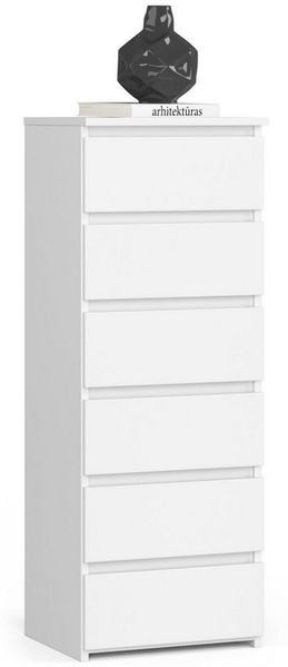 Milord FURNITURE Kommode mit 6 Schubladen 40 cm breit Holz Schrank B40xH109xT35 cm (Highboard Anrichte Schlafzimmer Wohnzimmer Flur Büro Organizer)