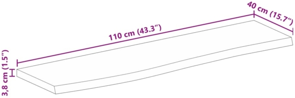 vidaXL Tischplatte mit Baumkante 110x40x3,8 cm Massivholz Mango 370493 Bild 8