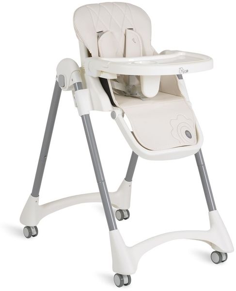 Moni Kinderhochstuhl Rico klappbar, höhenverstellbar, Doppeltablett, Räder, Gurt weiß