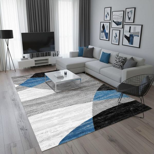 Vimoda Läufer Wohnzimmer Teppich Kurzflor, geometrisches Look, Rechteckig, Höhe: 5 mm, Läufer Moderner Meliert Muster für Küche und Schlafzimmer