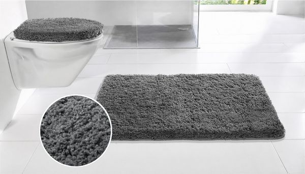OTTO home Badematte Sanremo, Badvorleger, Badezimmer Teppich, sehr weich, Höhe 30 mm, rutschhemmend beschichtet, schnell trocknend, fußbodenheizungsgeeignet, Polyester, rechteckig, Badteppich, unifarben, rechteckig, rund & als 3-tlg. Set erhältlich