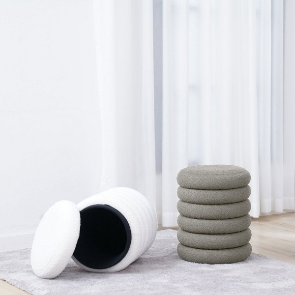 SVITA Stauraumhocker BLOSSOM XS, Pouf, Mit Stauraum, Bouclé-Bezug, Bequeme Polsterung, Modern Bild 3