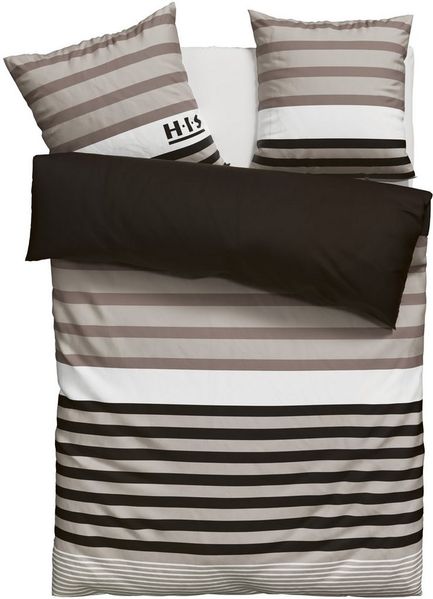H.I.S Bettwäsche Majoran, Polycotton recycelt, 2 teilig, gestreifte Bettwäsche in verschiedenen Qualitäten