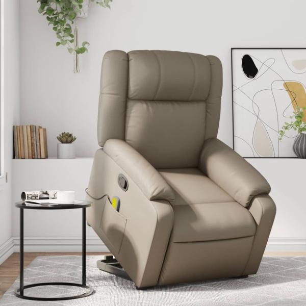 vidaXL Massagesessel mit Aufstehhilfe Cappuccino-Braun Kunstleder 3205163