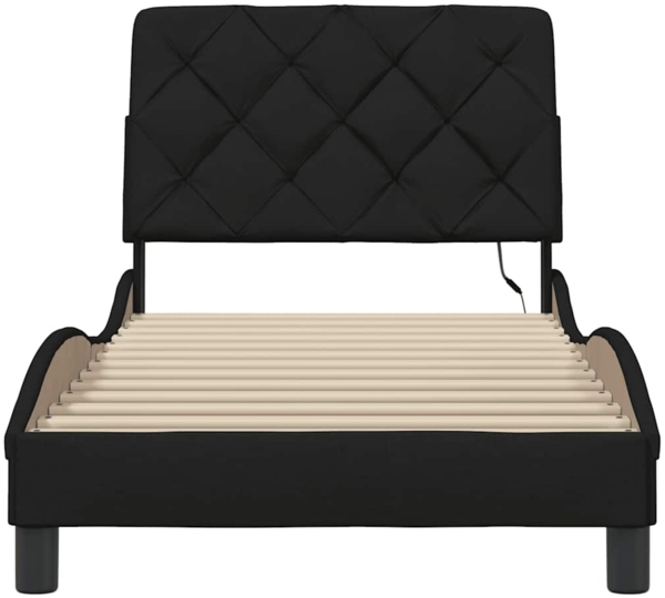 vidaXL Bettgestell mit LED ohne Matratze Schwarz 90x200 cm Stoff 3310645 Bild 4