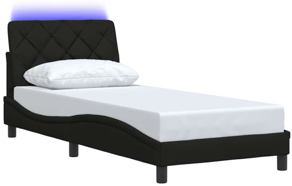 vidaXL Bettgestell mit LED ohne Matratze Schwarz 90x200 cm Stoff 3310645 Bild 2
