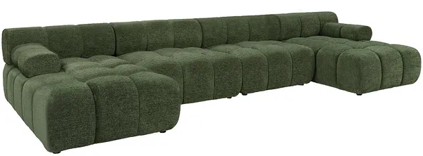 Vente-unique - FACIVIL Sofa Stoff Grün - B 156 cm x H 70 cm x L 376 cm