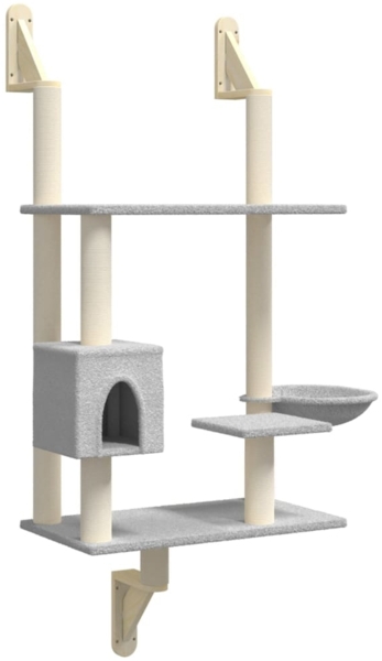 vidaXL Kratzbaum mit Kratzsäule Wandmontage Hellgrau 153 cm 172405