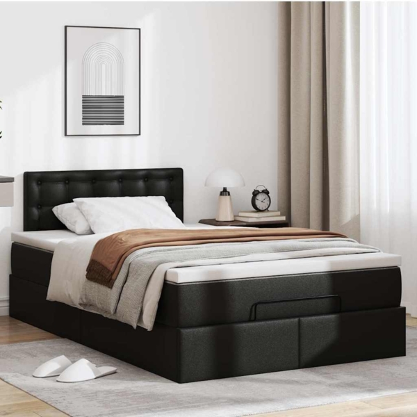 vidaXL Ottoman-Bett mit Matratzen & LEDs Schwarz 120x190cm Kunstleder 3312142 Bild 3