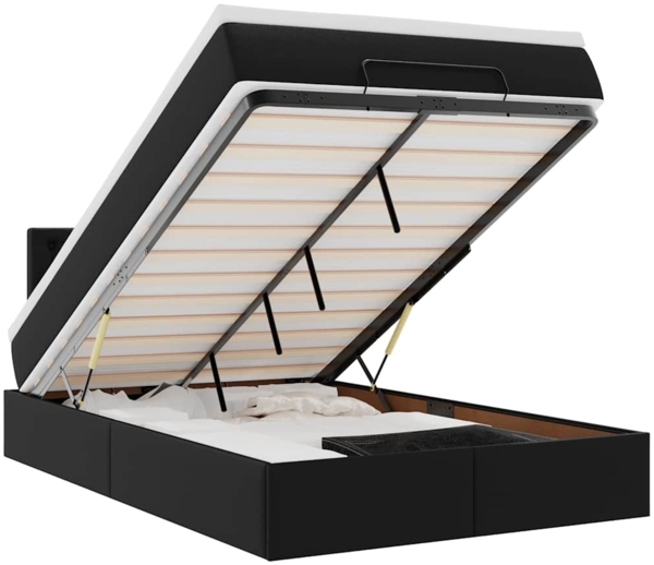 vidaXL Ottoman-Bett mit Matratzen & LEDs Schwarz 120x190cm Kunstleder 3312142 Bild 1