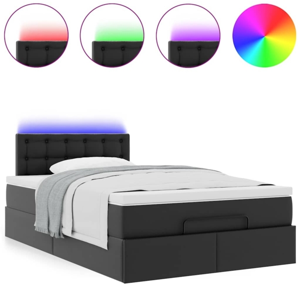 vidaXL Ottoman-Bett mit Matratzen & LEDs Schwarz 120x190cm Kunstleder 3312142 Bild 4