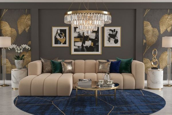 Kaiser Möbel Ecksofa Grand L 287 cm aus Veloursstoff Salvador, Einzelartikel, moderne Form,Hoher Sitzkomfort,Pflegeleichter Veloursstoff