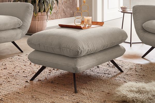 KAWOLA Hocker CHARME Hockerbank Cord steingrau 45 x 60 x 90 cm