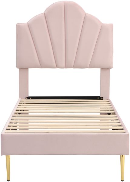 Polsterbett 90×200 cm mit höhenverstellbarem Kopfteil, Muschel-Design, Pink, ohne Matratze Bild 4
