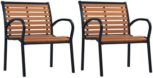 vidaXL Gartenstühle 2 Stk. Stahl und WPC Schwarz und Braun 312036