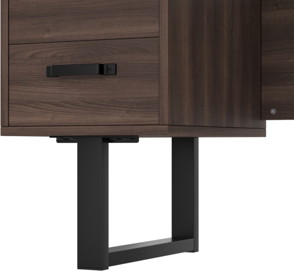 Schreibtisch mit 2 Schubladen & Ablagefach, Stahlgestell, Büro- & Computertisch in Dunkelbraun, stabil & pflegeleich Bild 9