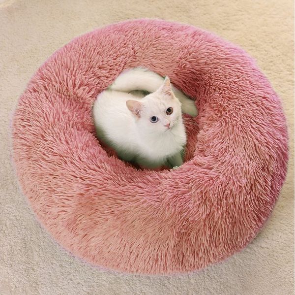 CALIYO Tierbett 60 CM Tierbetten, Katzenbett waschbar Flauschiges Hundebett 60 cm, für Katzen und Kleine Hunde, plüsch Katzenkissen rund