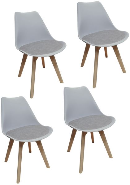 Stuhl Atlanta Hellgrau/PU Antikgrau 4er-Set