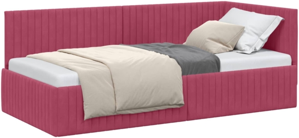 vidaXL Eckbettgestell mit Kopfteil Weinrot 90 cm x 200 cm Samt 42016270