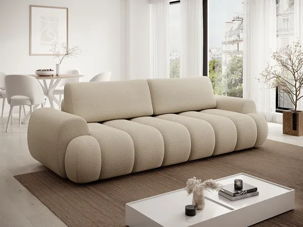 Vente-unique - FRIDORA Sofa Stoff Beige - B 110 cm x H 81 cm x L 263 cm
