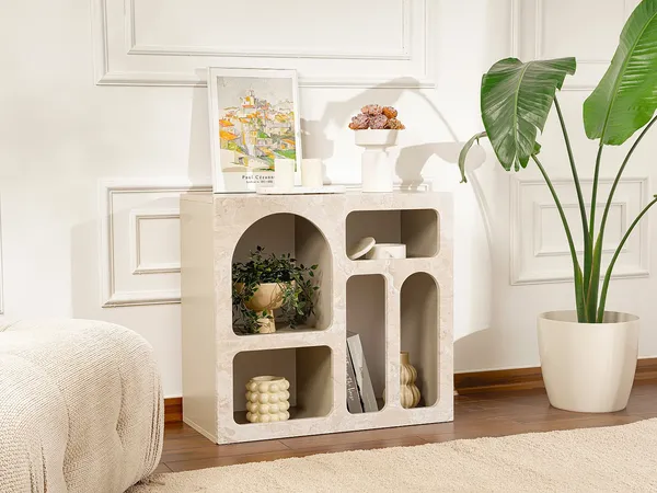 Vente-unique - LUELA Konsole Holz, Platte Beige - B 37 cm x H 74 cm x L 80 cm