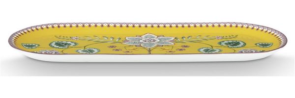 PiP Studio Tortenplatte Lily&Lotus Yellow Kuchenplatte 33,3x15,5cm, Porzellan, (Platten)