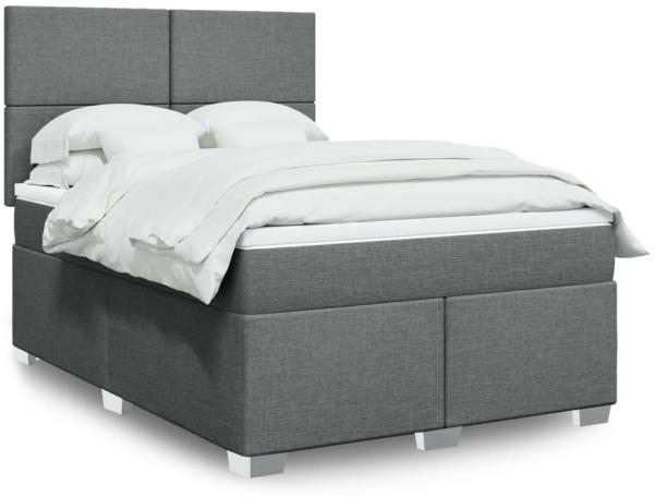 vidaXL Boxspringbett mit Matratze Dunkelgrau 140x190 cm Stoff 3292777