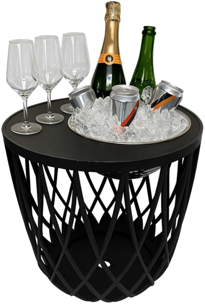 COOTAB Cooler Table DUBAI Beistelltisch mit Edelstahl-Bierkühler