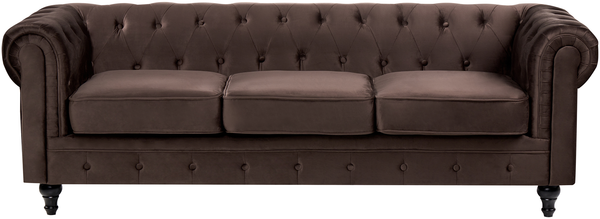 Sofa 3-Sitzer CHESTERFIELD Samtstoff Dunkelbraun