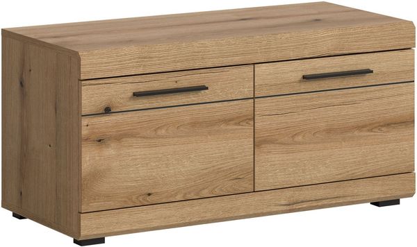 Home affaire Sitzbank SIENA, Breite 90 cm, 2 Türen, 2 Einlegeböden, 4 Fächer (1-St, hochwertige Rillenfräsung in MDF Front), Garderobenbank, Dielenbank, Bank, Flurbank, Kommode