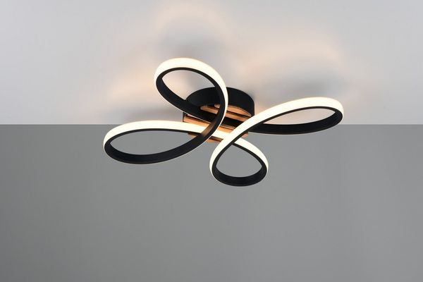OTTO home LED Deckenleuchte Ullii, Deckenlampe mit Fernbedienung dimmbar Nachtlicht Memory, CCT - über Fernbedienung, LED fest integriert, warmweiß - kaltweiß, CCT stufenlos warm- bis kaltweiß, Holzelemente in Optik Akustikpaneel
