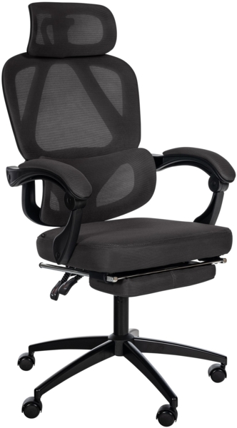 CLP Bürostuhl Gander Ergonomischer Schreibtischstuhl mit Fußstütze,schwarz