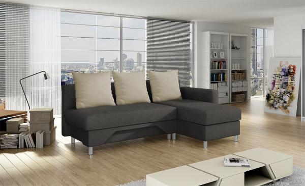 Ecksofa Tom, Seite: Rechts, Farbe: Suedine 4001 + Suedine 4001 + Suedine 1009