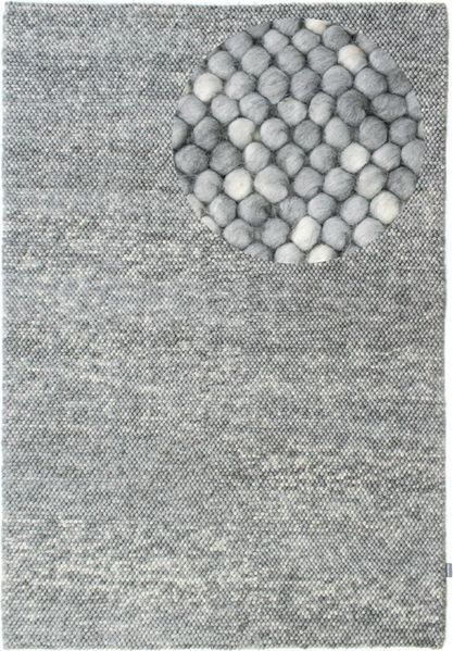 Wollteppich - Filzkugel - Mosaik 290 x 190 cm - grau