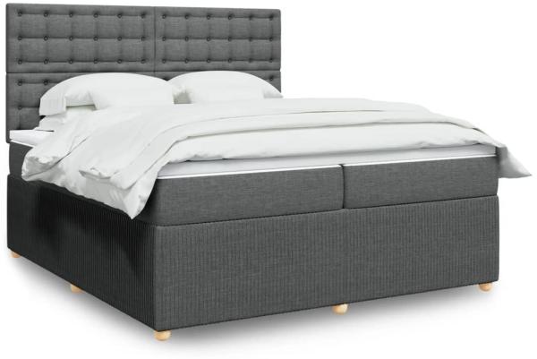 vidaXL Boxspringbett mit Matratze Dunkelgrau 200x200 cm Stoff 3294478