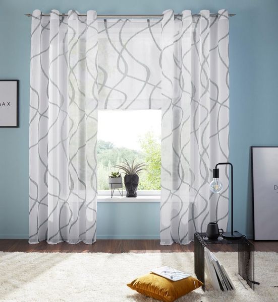 my home Gardine Bene (1 St), Ösen, transparent, Polyester, Transparent, gemustert, glatt, verschiedene Größen